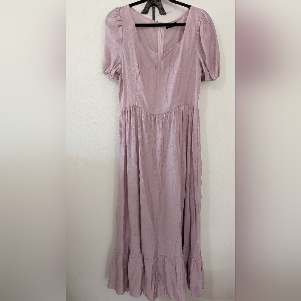 Lilac Puff-Sleeve Maxi Dress Fairycore Whimsical Ethereal Shein Womens Size 8/10